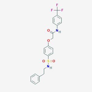 molecular formula C23H21F3N2O4S B425962 2-(4-{[(2-phenylethyl)amino]sulfonyl}phenoxy)-N-[4-(trifluoromethyl)phenyl]acetamide 