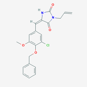 molecular formula C21H19ClN2O4 B425964 3-Allyl-5-[4-(benzyloxy)-3-chloro-5-methoxybenzylidene]-2,4-imidazolidinedione 