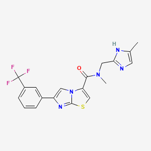 molecular formula C19H16F3N5OS B4259643 N-methyl-N-[(4-methyl-1H-imidazol-2-yl)methyl]-6-[3-(trifluoromethyl)phenyl]imidazo[2,1-b][1,3]thiazole-3-carboxamide 