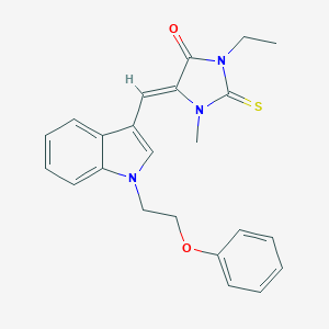 molecular formula C23H23N3O2S B425967 3-ethyl-1-methyl-5-{[1-(2-phenoxyethyl)-1H-indol-3-yl]methylene}-2-thioxo-4-imidazolidinone 