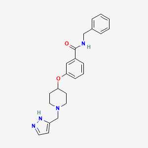 molecular formula C23H26N4O2 B4259702 N-benzyl-3-{[1-(1H-pyrazol-3-ylmethyl)-4-piperidinyl]oxy}benzamide 