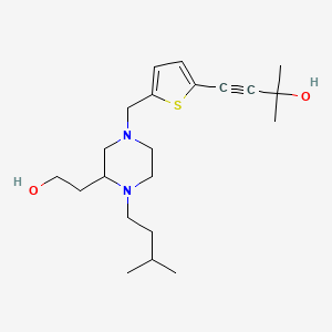 molecular formula C21H34N2O2S B4259719 4-(5-{[3-(2-hydroxyethyl)-4-(3-methylbutyl)-1-piperazinyl]methyl}-2-thienyl)-2-methyl-3-butyn-2-ol 