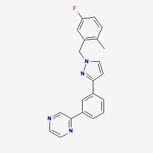 molecular formula C21H17FN4 B4259733 2-{3-[1-(5-fluoro-2-methylbenzyl)-1H-pyrazol-3-yl]phenyl}pyrazine 