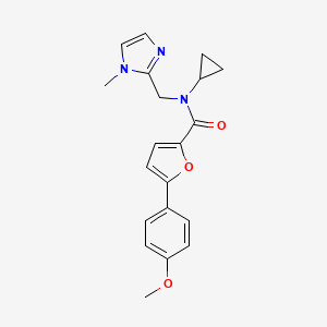 molecular formula C20H21N3O3 B4259766 N-cyclopropyl-5-(4-methoxyphenyl)-N-[(1-methyl-1H-imidazol-2-yl)methyl]-2-furamide 