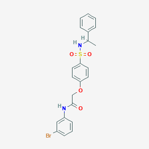 molecular formula C22H21BrN2O4S B425977 N-(3-bromophenyl)-2-(4-{[(1-phenylethyl)amino]sulfonyl}phenoxy)acetamide 