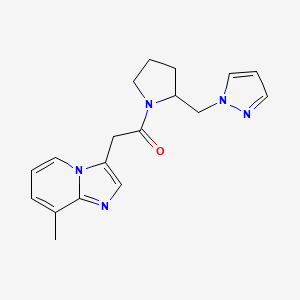 molecular formula C18H21N5O B4259774 8-methyl-3-{2-oxo-2-[2-(1H-pyrazol-1-ylmethyl)pyrrolidin-1-yl]ethyl}imidazo[1,2-a]pyridine 