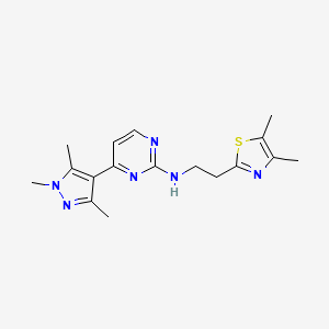 molecular formula C17H22N6S B4259794 N-[2-(4,5-dimethyl-1,3-thiazol-2-yl)ethyl]-4-(1,3,5-trimethyl-1H-pyrazol-4-yl)-2-pyrimidinamine trifluoroacetate 