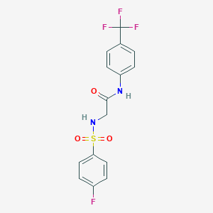 molecular formula C15H12F4N2O3S B425980 2-{[(4-fluorophenyl)sulfonyl]amino}-N-[4-(trifluoromethyl)phenyl]acetamide 