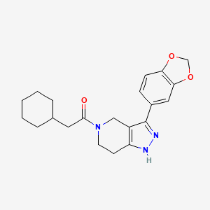 molecular formula C21H25N3O3 B4259839 3-(1,3-benzodioxol-5-yl)-5-(cyclohexylacetyl)-4,5,6,7-tetrahydro-1H-pyrazolo[4,3-c]pyridine 