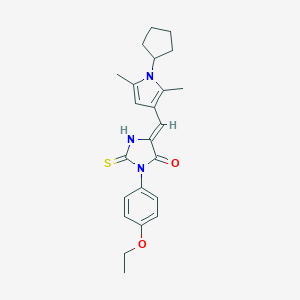 molecular formula C23H27N3O2S B425984 5-[(1-cyclopentyl-2,5-dimethyl-1H-pyrrol-3-yl)methylene]-3-(4-ethoxyphenyl)-2-thioxo-4-imidazolidinone 