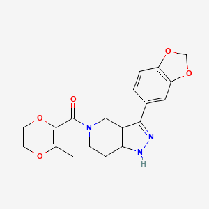molecular formula C19H19N3O5 B4259840 3-(1,3-benzodioxol-5-yl)-5-[(3-methyl-5,6-dihydro-1,4-dioxin-2-yl)carbonyl]-4,5,6,7-tetrahydro-1H-pyrazolo[4,3-c]pyridine 