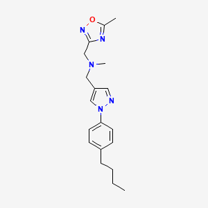 molecular formula C19H25N5O B4259849 1-[1-(4-butylphenyl)-1H-pyrazol-4-yl]-N-methyl-N-[(5-methyl-1,2,4-oxadiazol-3-yl)methyl]methanamine 