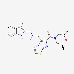 1-(6-{[(2R*,6S*)-2,6-dimethyl-4-morpholinyl]carbonyl}imidazo[2,1-b][1,3]thiazol-5-yl)-N-methyl-N-[(3-methyl-1H-indol-2-yl)methyl]methanamine