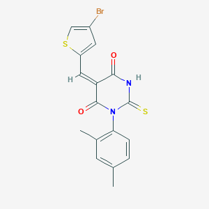 molecular formula C17H13BrN2O2S2 B425989 (5E)-5-[(4-bromothiophen-2-yl)methylidene]-1-(2,4-dimethylphenyl)-2-thioxodihydropyrimidine-4,6(1H,5H)-dione 