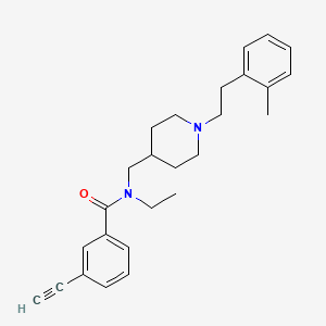 molecular formula C26H32N2O B4259934 N-ethyl-3-ethynyl-N-({1-[2-(2-methylphenyl)ethyl]-4-piperidinyl}methyl)benzamide 