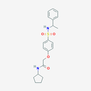 molecular formula C21H26N2O4S B426003 N-cyclopentyl-2-(4-{[(1-phenylethyl)amino]sulfonyl}phenoxy)acetamide 