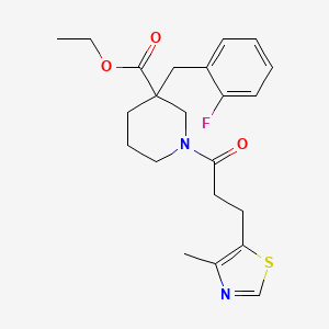 molecular formula C22H27FN2O3S B4260069 ethyl 3-(2-fluorobenzyl)-1-[3-(4-methyl-1,3-thiazol-5-yl)propanoyl]-3-piperidinecarboxylate 