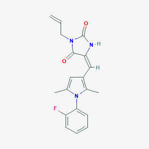 molecular formula C19H18FN3O2 B426007 3-allyl-5-{[1-(2-fluorophenyl)-2,5-dimethyl-1H-pyrrol-3-yl]methylene}-2,4-imidazolidinedione 