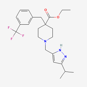 molecular formula C23H30F3N3O2 B4260076 ethyl 1-[(5-isopropyl-1H-pyrazol-3-yl)methyl]-4-[3-(trifluoromethyl)benzyl]-4-piperidinecarboxylate 