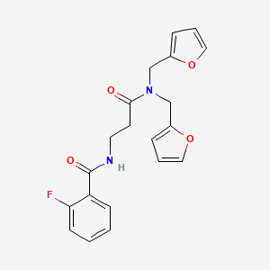 N-{3-[bis(2-furylmethyl)amino]-3-oxopropyl}-2-fluorobenzamide