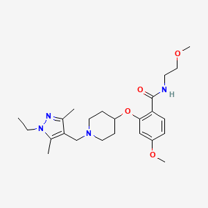 molecular formula C24H36N4O4 B4260080 2-({1-[(1-ethyl-3,5-dimethyl-1H-pyrazol-4-yl)methyl]-4-piperidinyl}oxy)-4-methoxy-N-(2-methoxyethyl)benzamide 