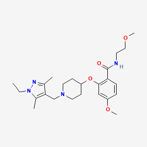 2-({1-[(1-ethyl-3,5-dimethyl-1H-pyrazol-4-yl)methyl]-4-piperidinyl}oxy)-4-methoxy-N-(2-methoxyethyl)benzamide