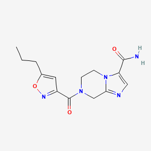 molecular formula C14H17N5O3 B4260083 7-[(5-propylisoxazol-3-yl)carbonyl]-5,6,7,8-tetrahydroimidazo[1,2-a]pyrazine-3-carboxamide 