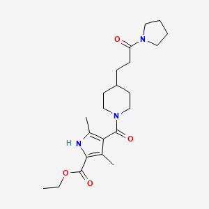 ethyl 3,5-dimethyl-4-({4-[3-oxo-3-(1-pyrrolidinyl)propyl]-1-piperidinyl}carbonyl)-1H-pyrrole-2-carboxylate