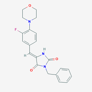 molecular formula C21H20FN3O3 B426010 3-Benzyl-5-[3-fluoro-4-(4-morpholinyl)benzylidene]-2,4-imidazolidinedione 