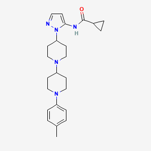 molecular formula C24H33N5O B4260146 N-{1-[1'-(4-methylphenyl)-1,4'-bipiperidin-4-yl]-1H-pyrazol-5-yl}cyclopropanecarboxamide 