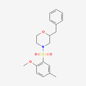 molecular formula C19H23NO4S B4260154 2-benzyl-4-[(2-methoxy-5-methylphenyl)sulfonyl]morpholine 