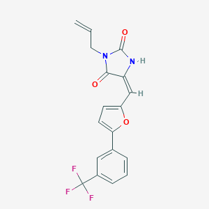 molecular formula C18H13F3N2O3 B426016 (5E)-3-(prop-2-en-1-yl)-5-({5-[3-(trifluoromethyl)phenyl]furan-2-yl}methylidene)imidazolidine-2,4-dione 