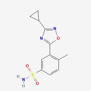 molecular formula C12H13N3O3S B4260164 3-(3-cyclopropyl-1,2,4-oxadiazol-5-yl)-4-methylbenzenesulfonamide 