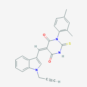 molecular formula C24H19N3O2S B426019 (5E)-1-(2,4-dimethylphenyl)-5-{[1-(prop-2-yn-1-yl)-1H-indol-3-yl]methylidene}-2-thioxodihydropyrimidine-4,6(1H,5H)-dione 