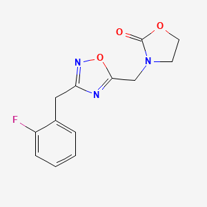 molecular formula C13H12FN3O3 B4260194 3-{[3-(2-fluorobenzyl)-1,2,4-oxadiazol-5-yl]methyl}-1,3-oxazolidin-2-one 