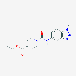molecular formula C16H21N5O3 B426021 ethyl 1-{[(1-methyl-1H-1,2,3-benzotriazol-5-yl)amino]carbonyl}-4-piperidinecarboxylate 