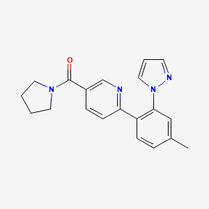 molecular formula C20H20N4O B4260236 2-[4-methyl-2-(1H-pyrazol-1-yl)phenyl]-5-(pyrrolidin-1-ylcarbonyl)pyridine 