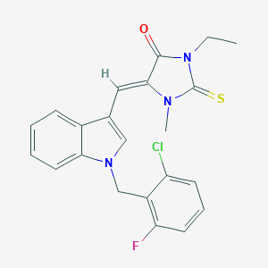 molecular formula C22H19ClFN3OS B426024 5-{[1-(2-chloro-6-fluorobenzyl)-1H-indol-3-yl]methylene}-3-ethyl-1-methyl-2-thioxo-4-imidazolidinone 