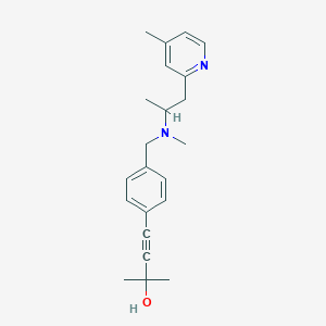 molecular formula C22H28N2O B4260255 2-methyl-4-[4-({methyl[1-methyl-2-(4-methylpyridin-2-yl)ethyl]amino}methyl)phenyl]but-3-yn-2-ol 
