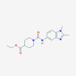 molecular formula C18H24N4O3 B426026 ethyl 1-{[(1,2-dimethyl-1H-benzimidazol-5-yl)amino]carbonyl}-4-piperidinecarboxylate 