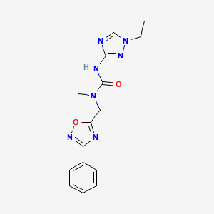 molecular formula C15H17N7O2 B4260260 N'-(1-ethyl-1H-1,2,4-triazol-3-yl)-N-methyl-N-[(3-phenyl-1,2,4-oxadiazol-5-yl)methyl]urea 