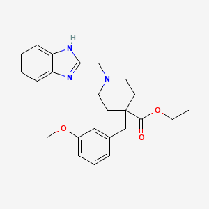 molecular formula C24H29N3O3 B4260263 ethyl 1-(1H-benzimidazol-2-ylmethyl)-4-(3-methoxybenzyl)-4-piperidinecarboxylate 