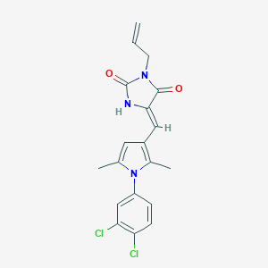 molecular formula C19H17Cl2N3O2 B426027 (5Z)-5-{[1-(3,4-dichlorophenyl)-2,5-dimethyl-1H-pyrrol-3-yl]methylidene}-3-(prop-2-en-1-yl)imidazolidine-2,4-dione 
