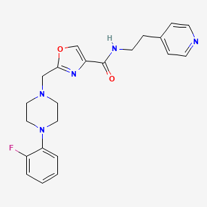 molecular formula C22H24FN5O2 B4260299 2-{[4-(2-fluorophenyl)-1-piperazinyl]methyl}-N-[2-(4-pyridinyl)ethyl]-1,3-oxazole-4-carboxamide 