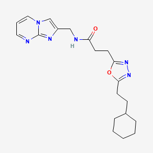 3-[5-(2-cyclohexylethyl)-1,3,4-oxadiazol-2-yl]-N-(imidazo[1,2-a]pyrimidin-2-ylmethyl)propanamide