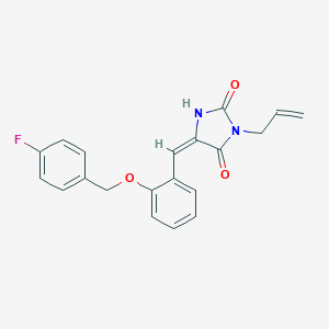 (5E)-5-{2-[(4-fluorobenzyl)oxy]benzylidene}-3-(prop-2-en-1-yl)imidazolidine-2,4-dione