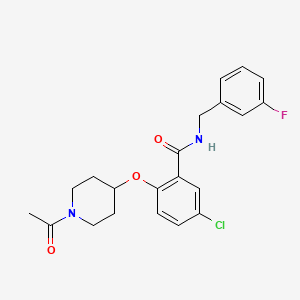 molecular formula C21H22ClFN2O3 B4260333 2-[(1-acetyl-4-piperidinyl)oxy]-5-chloro-N-(3-fluorobenzyl)benzamide 