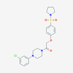 molecular formula C22H26ClN3O4S B426034 1-[4-(3-Chlorophenyl)piperazin-1-yl]-2-[4-(pyrrolidin-1-ylsulfonyl)phenoxy]ethanone 