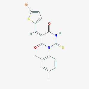 molecular formula C17H13BrN2O2S2 B426035 (5E)-5-[(5-bromothiophen-2-yl)methylidene]-1-(2,4-dimethylphenyl)-2-thioxodihydropyrimidine-4,6(1H,5H)-dione 