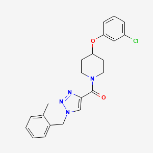 molecular formula C22H23ClN4O2 B4260352 4-(3-chlorophenoxy)-1-{[1-(2-methylbenzyl)-1H-1,2,3-triazol-4-yl]carbonyl}piperidine 